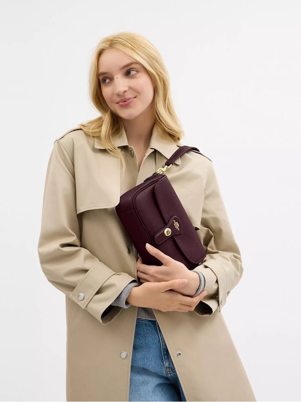 Coach Hadley Turnlock Shoulder Bag in Dark Wine